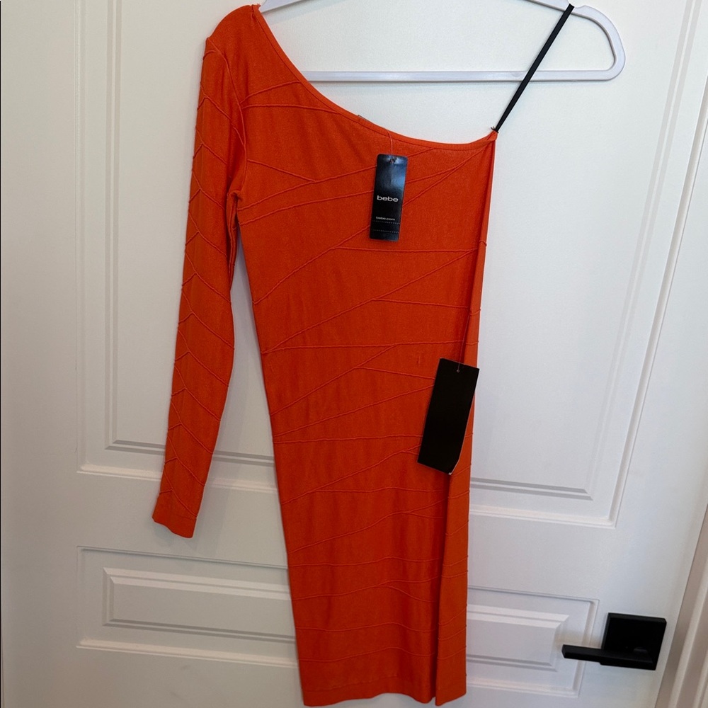 bebe One-Shoulder Orange Dress